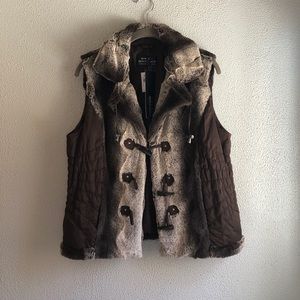 Brown faux fur winter vest
